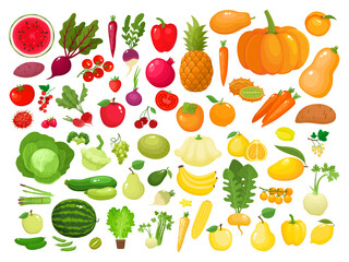 Colorful vegetables and fruit - eat colors for health, food rainbow