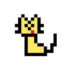 A Pixel Illustration of a yellow cat