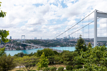 Fototapeta premium ISTANBUL, TURKEY, JUNE 18 2021, Istanbul Bosphorus from Otagtepe. Istanbul, Turkey