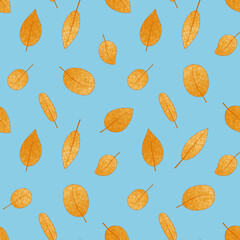 Seamless pattern with gold leaves