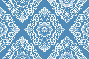 アンティークなレース模様の背景。シームレス・ベクター素材。