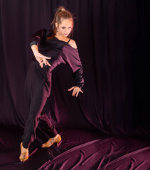 Woman dancing pasodoble. Dance Studio Template.