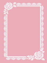 レースリボンとお花のフレーム。ベクター素材。
