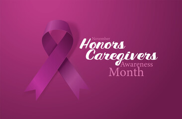 Honors Caregivers. National Family Caregivers Month. Calligraphy Poster Design.