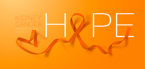 National Kidney Cancer Awareness Month. Orange Color Ribbon