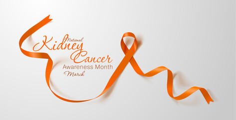 National Kidney Cancer Awareness Month. Orange Color Ribbon