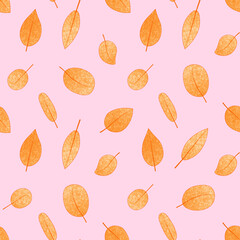 Seamless illustrated pattern with gold leaves
