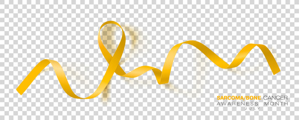 Sarcoma and Bone Cancer Awareness Week. Yellow Color Ribbon Isolated On Transparent Background
