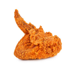Fried chicken wing isolated on white background.