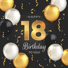 happy 18th birthday background vector design illustration