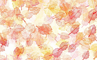 Light Red, Yellow vector natural background with leaves.