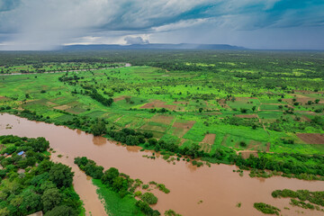 Aerial landscape shot of a plain in West Africa © Bryan