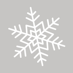 White snowflake on a grey background. Vector decorative element