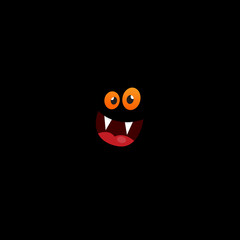 Smiling bat face in the dark for Halloween party. Vector illustration. 