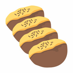 Hand drawn kawaii cute delicious traditional Indonesian snack food concept pukis