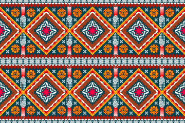 Geometric ethnic oriental seamless pattern art traditional Design for background,carpet,wallpaper,clothing,wrapping,Batik,fabric,Vector illustration.embroidery style.