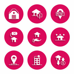 Set Realtor, House, with dollar, estate, Location house, percant, key and Garage icon. Vector