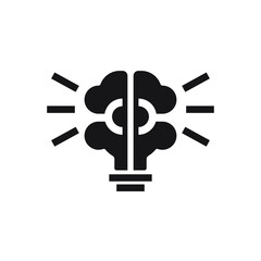 Creative brain in line icon, Creative idea light bulb logo vector illustration, Symbol of innovation, idea, mind, thinking, solution, education. Eps 10 vector illustration.