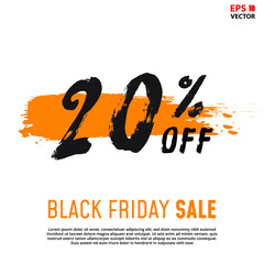 20% OFF Black Friday Sale (Promotional Poster Design Vector Illustration) With Text Box Template. Eps 10 vector illustration.