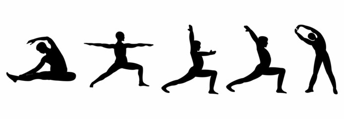 yoga gymnastic movement people icon vector symbol illustrations
