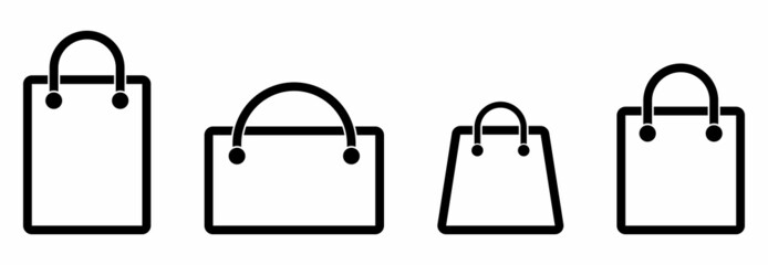 shopping bbag icon, paper market bag icon, grocery bag icon vector outline sign symbol