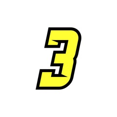 Simple Vector racing number 3 logo design