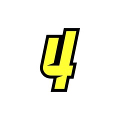 Simple Vector racing number 4 logo design