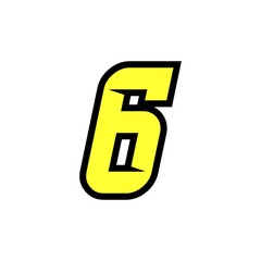 Simple Vector racing number 6 logo design