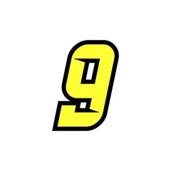 Simple Vector racing number 9 logo design