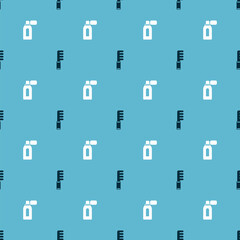 Set Hairbrush and Aftershave with atomizer on seamless pattern. Vector