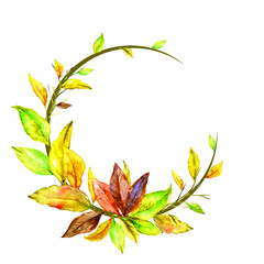 Crescent autumn flower watercolor shape frame