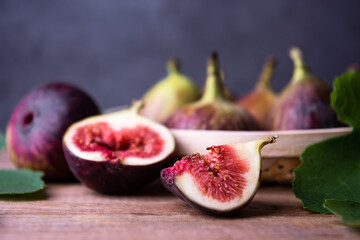 Figs, Tasty organic figs on wooden table