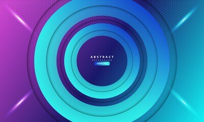 Geometric abstract hexagon background with circle blue