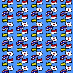 seamless pattern of flag cartoon