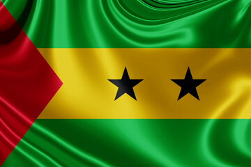 sao tome and principe fabric flag waving . 3D illustration