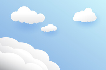 Clouds in the sky, The summer beautiful nature background, paper art style.