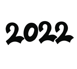 2022 hand drawn number isolated on white. 2022 logo as card, postcard, calendar, promotion, sale design template