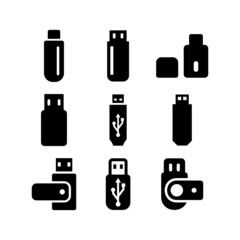 flashdisk set icon on white background