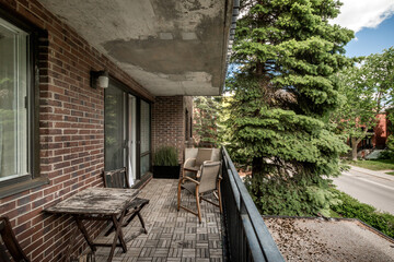 Fototapeta na wymiar Beautiful renovated and staged with nice furniture condominium in Montreal, Westmount, Canada