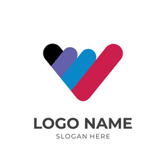 abstract love logo design template concept vector with flat colorful style