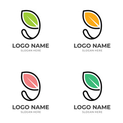 initial g leaf logo template, letter g and leaf, combination logo with flat colorful style
