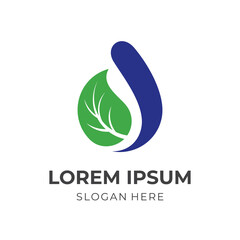 Fototapeta premium initial d leaf logo design, letter d and leaf, combination logo with flat green and blue color style