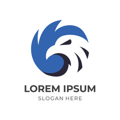 abstract eagle logo design template concept vector with flat blue and black color style