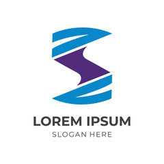 abstract letter S logo design template concept vector with flat purple and blue color style