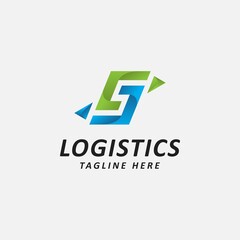 Fototapeta premium Logistic logo, letter g, s, and arrow combination, Flat style Logo Design Template, vector illustration