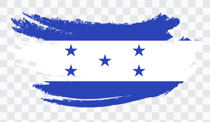 Grunge brush stroke with HONDURAS national flag. Watercolor painting flag,poster, banner of the national flag. Style watercolor drawing. Vector isolated on transparent background.	