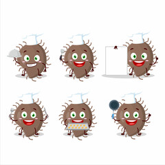 Cartoon character of coronaviridae with various chef emoticons