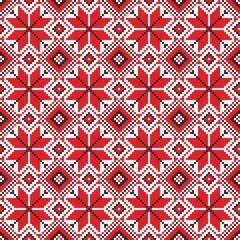 Vector seamless Ukrainian national pattern. Embroidery pattern. Cross-stitch drawing. Slavic ornament
