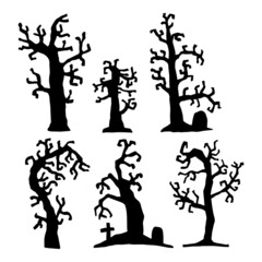 Horror trees halloween isolated on a white background