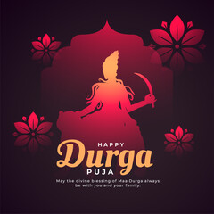 happy durga pooja festival card design